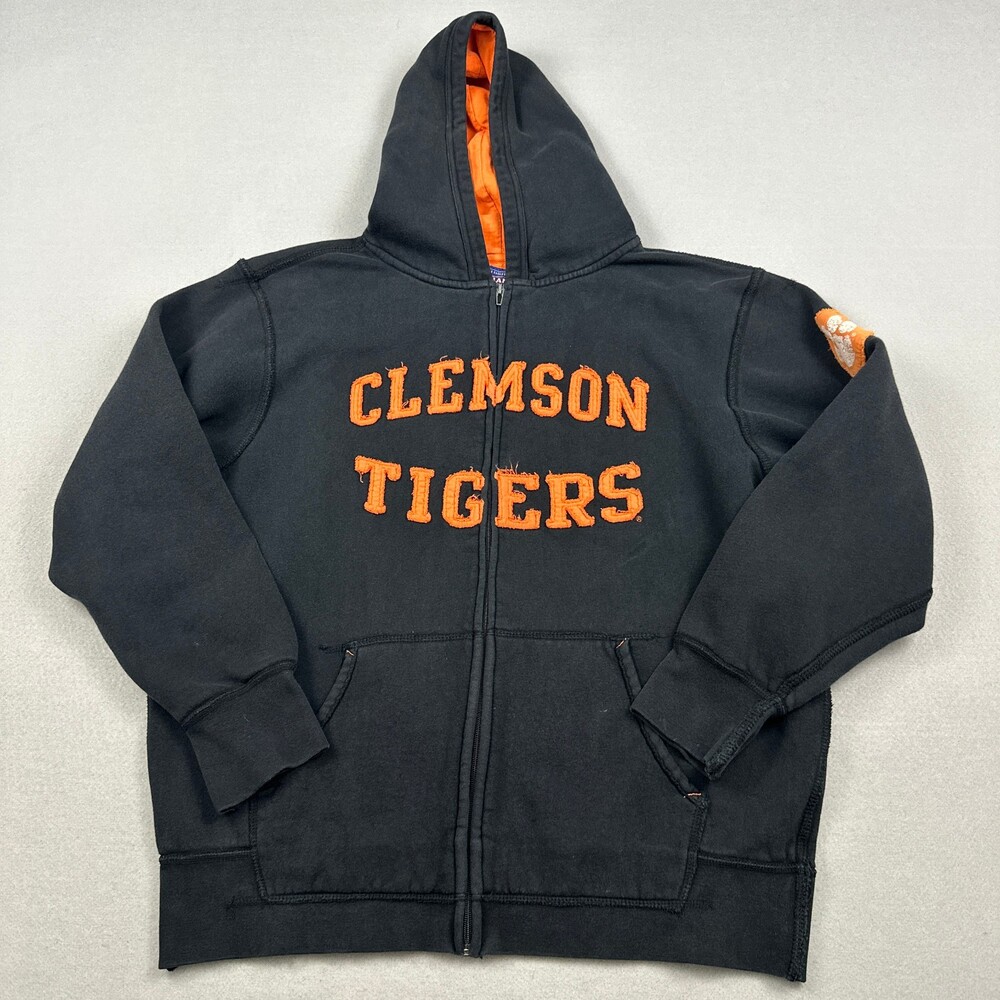Clemson Tigers Hoodie Men Large Black Champs Sports Full Zip Embroidered Fleece